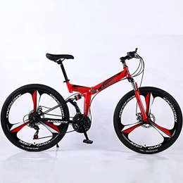 PBTRM Bike PBTRM Folding Mountain Bike City Bike 24 Inch / 26 Inch, High-Carbon Steel Folding Frame, Double Shock Absorption Front And Rear, Double Disc Brakes, red, 24 inch / 26 inch