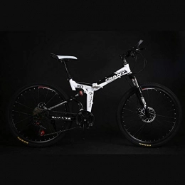 PengYuCheng Bike PengYuCheng Foldable mountain bike, easy to carry, placed in the trunk, 24 speed, 26 inch, steel frame double disc brake, spoke wheel, wheel set double suspension, cross country bike q2