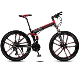 PFSYR Bike PFSYR Mountain Folding Bike Unisex, 24" 24-speed Variable-speed Mountain Bike, Double Shock-absorbing 10-knife Wheels Student MTB Racing, Road / Flat Ground / Work Universal Bicycles, 8-second Folding