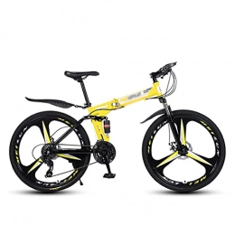 BaiHogi Bike Professional Racing Bike, Folding Mountain Bike 21 Speed Dual Disc Brake 26 Wheels Suspension Fork Mountain Bicycle for Men Woman Adult and Teens / Red / 21 Speed ( Color : Yellow , Size : 27 Speed )