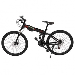 Pumpumly Folding Mountain Bike Pumpumly [Camping Survivals] 26-Inch 21-Speed Folding Mountain Bike Black