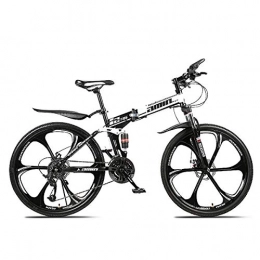 PXQ Bike PXQ Adults Mountain Bike 21 / 24 / 27 / 30 Speeds Folding Off-road Bicycle with Dual Disc Brakes and Shock Absorber, 24 / 26 Inch High Carbon Soft Tail Bike, Black, A26Inch30S