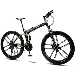 QMMD Folding Mountain Bike QMMD Mountain Bikes Adult, 26-Inch Folding Mountain Trail Bike, Dual Disc Brake Mountain Bicycle, 21-24-27-30-Speed Anti-Slip Bikes, Full Suspension Road Bike, Cyan 10 Spoke, 27 speed