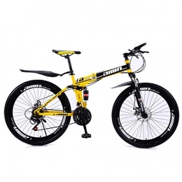 QXue Bike QXue 24 Inches Mountain Bike For Men and Women, High Carbon Steel Dual Suspension Frame Mountain Bike, Variable speed spoke wheel Folding Outroad Bike, Yellow, 24 speed