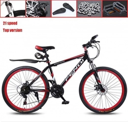 QZ Folding Mountain Bike QZ 26 Inch 21 Speed Adult Mountain Bike, Double Disc Brake Cruiser Bikes, Beach Snowmobile Bicycle, Double-layer Aluminum Alloy Wheels (Color : Red, Size : Deluxe Edition)