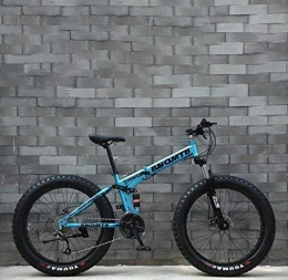 QZ Bike QZ Fat Tire Adult Mountain Bike, Double Disc Brake / Cruiser Bikes, Beach Snowmobile Bicycle, 24 Inch Aluminum Alloy Wheels (Color : Blue, Size : 21 speed)