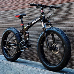 QZ Bike QZ Fat Tire Adult Mountain Bike, Double Disc Brake / High-Carbon Steel Frame Cruiser Mens Bikes, 24 Inch Beach Snowmobile Bicycle, Aluminum Alloy Wheels (Color : Black, Size : 24 speed)