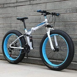 QZ Bike QZ Fat Tire Bike for For Men Women, Folding Mountain Bike Bicycle, High Carbon Steel Frame, Hardtail Dual Suspension Frame, Dual Disc Brake (Color : C, Size : 24 inch 21 speed)