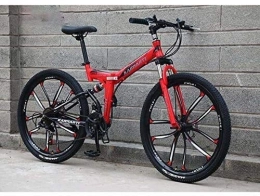 QZ Bike QZ Folding Bike Bicycle Mountain Bikes for Men Women, High Carbon Steel Frame, Full Suspension Soft Tail, Double Disc Brake, Anti-Skid Tire 26 inch 24 speed (Color : C, Size : 24 inch 27 speed)