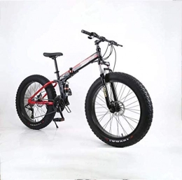 QZ Bike QZ Folding Fat Tire Mens Mountain Bike, 17-Inch Double Disc Brake / High-Carbon Steel Frame Bikes, 7 Speed, Snowmobile Bicycle 24 inch Wheel (Color : D)