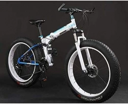 QZ Bike QZ Folding Mountain Bike Bicycle, Fat Tire Dual-Suspension MBT Bikes, High-Carbon Steel Frame, Double Disc Brake, Aluminum Pedals And Stems