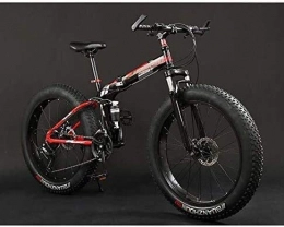 QZ Bike QZ Folding Mountain Bike Bicycle, Fat Tire Dual-Suspension MBT Bikes, High-Carbon Steel Frame, Double Disc Brake, Aluminum Pedals And Stems, A, 24 inch 27 speed