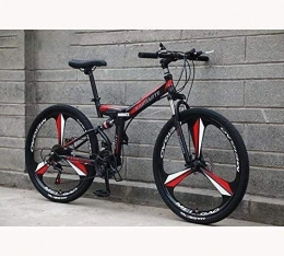 QZ Bike QZ Folding Mountain Bike for Men Women, High Carbon Steel Frame Full Suspension MBT Bike with MAQISI Tire PVC And Aluminum Pedals (Color : C, Size : 26 inch 27 speed)