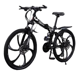 RASHIV Folding Mountain Bike RASHIV Folding Mountain Bike, 26-inch Adult Cross-country Variable Speed Outdoor Bike, Sensitive Mechanical Disc Brake, Easy Assembly, for Men / Women (Black and white 30 speed)