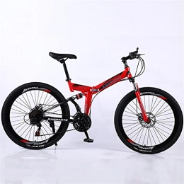 JWYing Folding Mountain Bike Road bike racing foldable bicycle mountain bike 26 / 24 inch steel 21 / 24 / 27 speed bike double disc brake 2021 (Color : Red 40 wheel spoke, Number of speeds : 26 Inches 27Speed)