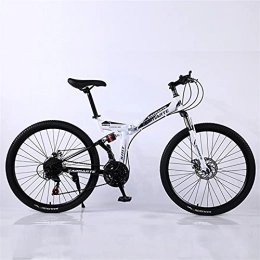 JWYing Bike Road bike racing foldable bicycle mountain bike 26 / 24 inch steel 21 / 24 / 27 speed bike double disc brake 2021 (Color : White spoke wheel, Number of speeds : 26 Inches 24Speed)