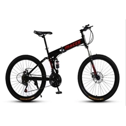 RPOLY Folding Mountain Bike RPOLY 21-Speed Mountain Bike Folding Bikes, Dual Disc Brake, Off-road Variable Speed Bicycle, Outdoor Bicycle, Black_24 Inch