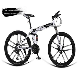 RPOLY Folding Mountain Bike RPOLY 21-Speed Mountain Bike Folding Bikes, Folding Bicycle, Dual Shock Disc Brake, Adult Off-road Variable Speed Racing Bike, Black_26 Inch