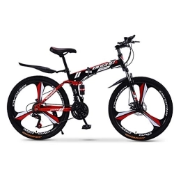 RR-YRL Folding Mountain Bike RR-YRL 20-Inch Folding City Bike, Dual-Shock Mountain Bike, 21 / 24 / 27 / 30 Shift, Unisex, Carbon Steel Frame, red 30 Variable speed