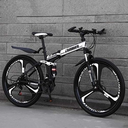 SANJIANG Folding Mountain Bike SANJIANG Mountain Bike, 21 Speed Double Disc Brake Bicycle Folding Bike For Adult Teens Bicycle Full Suspension MTB Bikes, C-3knifewheels-24inches