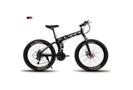 SEESEE.U Folding Mountain Bike SEESEE.U Mountain Bike Mens' Mountain Bike, 26" inch 3-Spoke Wheels High-Carbon Steel Frame, 21 / 24 / 27 Speed Dual Suspension Folding Bike Unisex with Disc, Black, 24 Speed