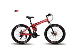 SEESEE.U Folding Mountain Bike SEESEE.U Mountain Bike Mens' Mountain Bike, 26" inch 3-Spoke Wheels High-Carbon Steel Frame, 21 / 24 / 27 Speed Dual Suspension Folding Bike Unisex with Disc, Red, 27 Speed