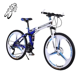 STRTG Folding Mountain Bike STRTG Full Suspension MTB, Folding Mountain Bike, Folding Bike, Folded In 10 Seconds, 26 Inch 24 * 27 Gears Double Disc Brakes Mountain Bike Damping