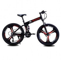 SXXYTCWL Folding Mountain Bike SXXYTCWL 26" Mountain Trail Bike, Adult Mountain Bike, High Carbon Steel Folding Outroad Bicycles, 21-Speed, Full Suspension Dual Disc Brakes, 3 Knife Wheels jianyou