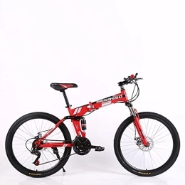 TAURU Folding Mountain Bike TAURU 24 Inch Highway Bicycle, Folding Mountain Bike, Wheel Mountain Bike for Men and Women, Disc Brake Mountain Bicycle for Women (27Speed, Red)