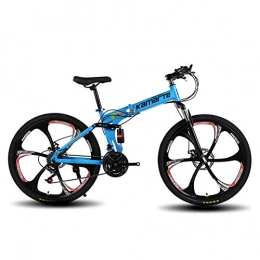 Ti-Fa Bike Ti-Fa Folding Mountain Bikes, 21-27 Speed Bicycle Full Suspension Foldable Frame, Suspension Fork, Disc Brake, Man Woman General Purpose, 24 inches~24 Speed