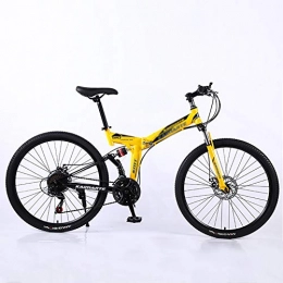 TOPYL Bike TOPYL 24 Inch Adult Mountain Bike, Folding Mountain Bikes, Steel Frame Dual Suspension Dual Disc Brakes Racing Mountain Bicycle Yellow 24", 24-speed