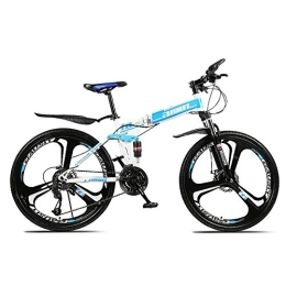 TOPYL Bike TOPYL Folding Mountain Bikes, High-carbon Steel Hardtail Mountain Bike, Ultra-light Portable Carbike Permanent Bike Bicycle Adult Men Blue - 3 Spoke 24", 30 Speed