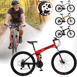 Unbran Bike Unbran Adult Mountain Bike, 26 inch Wheels, Mountain Trail Bike High Carbon Steel Folding Outroad Bicycles, 21-Speed Bicycle Full Suspension MTB Gears Dual Disc Brakes Mountain Bicycle Road Bike