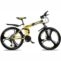 UYHF Folding Mountain Bike UYHF 26 In Folding Mountain Bike 21 / 24 / 27 Speed Bicycle Men Or Women MTB Foldable Carbon Steel Frame Frame With Lockable U-shaped Front Fork yellow-21 Speed