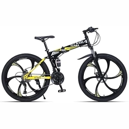 UYHF Folding Mountain Bike UYHF Folding Mountain Bike 21 / 24 / 27 Speed Bicycle Men Or Women 26 Full Suspension MTB Foldable Frame yellow-27 speed