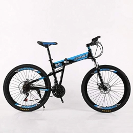 VANYA Folding Mountain Bike VANYA Adult Folding Commuter Bicycle 21 Speed Shock Absorber Mountain Bike 24 / 26 Inch One Button Folding Speed City Cycle, Blue, 26inches