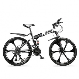 VANYA Folding Mountain Bike VANYA Folding Mountain Bike 21 / 24 / 27 Speed Dual Suspension Cycle 24 / 26Inches Disc Brake Six-Blade Wheels Bicycle, Black26, 24speed