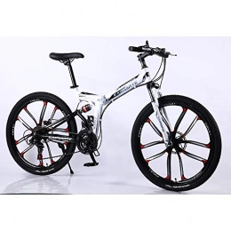 VANYA Folding Mountain Bike VANYA Folding Mountain Bike 24 / 26" Double Disc Brake 21 Speed One Wheel Adult Off-Road Variable Speed Bicycle, White, 24inches