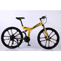 VANYA Bike VANYA Folding Mountain Bike 24 / 26 Inch 24 Speed One Wheel Unisex Off-Road Cycle Double Shock Absorption Bicycle, Yellow, 26inches