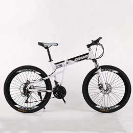 VANYA Folding Mountain Bike VANYA Variable Speed Folding Mountain Bike 30 Speed Commuter Bicycle Suspension Double Disc Brake 24 / 26 Inch Optional, White, 24inches