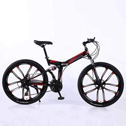 WEHOLY Folding Mountain Bike WEHOLY Bicycle Mountain Bike Folding Frame MTB Bike Dual Suspension Mens Bike 27 Speeds 26 Inch 10-High-Carbon Steel Bicycle Disc Brakes, Black, 24speed