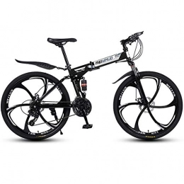 WGYDREAM Folding Mountain Bike WGYDREAM Mountain Bike, Collapsible Mountain Bicycles Carbon Steel Frame Ravine Bike with Dual Suspension and Dual Disc Brake, MTB Bike, 26 Inch (Color : Black, Size : 24-speed)