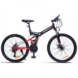 WJSW Folding Mountain Bike WJSW 26" Mountain Bike Unisex bicycles 24 Speeds Disc Brake with 17" Frame Black & Red, Red, 26