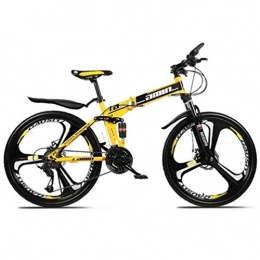 WJSW Bike WJSW Folding Variable Speed 26 Inch Mountain Bike, High Carbon Steel Frame Off Road Bicycle (Color : Yellow, Size : 21 speed)