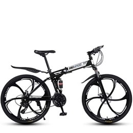 WJSW Bike WJSW Lightweight Folding Variable Speed 26 Inch Mountain Bike, High-carbon steel Frame Bikes Dual Disc Brake Bicycle, 21-24 - 27 Speeds, Black, 27speed