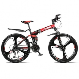 WJSW Bike WJSW Red Foldable Mountain Bike, 26 Inch Double Suspension Damping City Road Bicycle (Size : 30 speed)