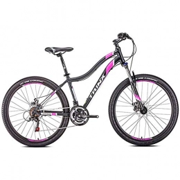 WJSW Bike Womens Mountain Bikes, 21-Speed Dual Disc Brake Mountain Trail Bike, Front Suspension Hardtail Mountain Bike, Adult Bicycle, 24 Inches Black