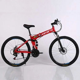 WYN Folding Mountain Bike WYN Speed mountain bike adult spoke wheel mountain bicycle folding mountain bike 24 / 26 inch bicycle, 24 inch red