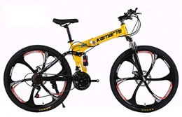 WYYSYNXB Bike WYYSYNXB Aluminum Alloy 26 Inches Variable Speed Bicycle 6 Knife Wheel Double Disc Brake Mountain Folding Bikes, Yellow, 26inches27speed