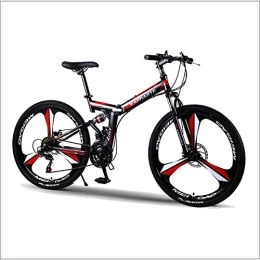 XER Folding Mountain Bike XER Mountain Bike Folding Frame MTB Bike Dual Suspension Mens Bike 27 Speeds 26 Inch 3-High-Carbon Steel Bicycle Disc Brakes, Black, 27 speed